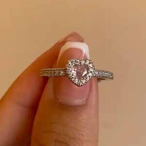 Zirconia stone Adjustable Pink and Silver Ring